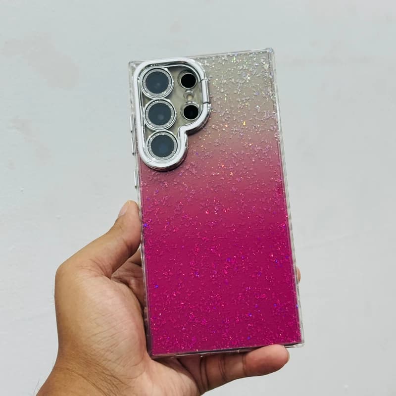 Luxury Laser Glitter Plating With Camera Stand Case for Samsung