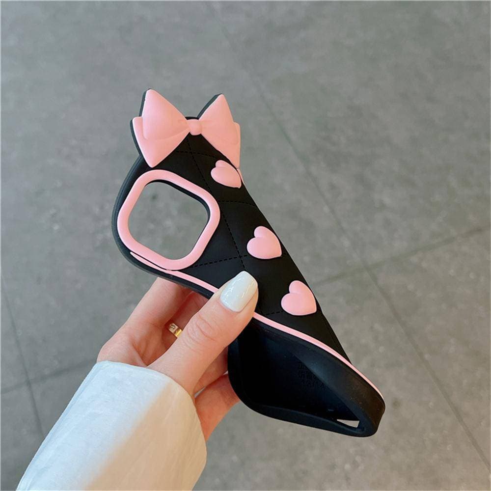 Black Love Bow 3D Phone Case for iPhone