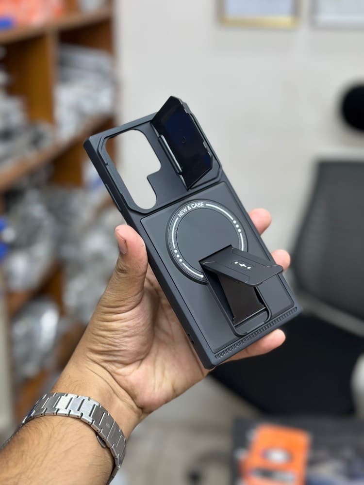 Armor Heavy Duty Protective Hybrid Case Ultra Magnetic Kickstand Flip Lens Cover For Samsung
