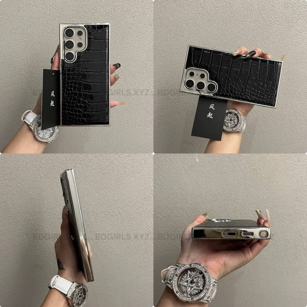 Luxury Gradient Crocodile Pattern Leather Laser Case For Samsung