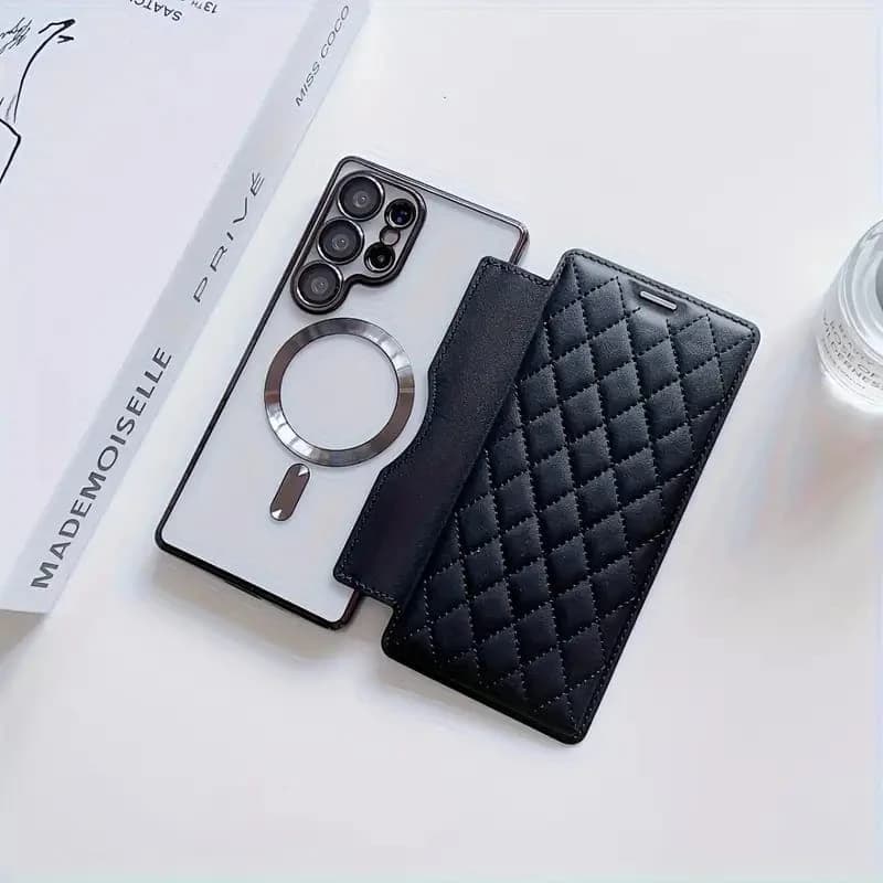 Leather Flip Magnatic Case With Camera Protector For Samsung 1